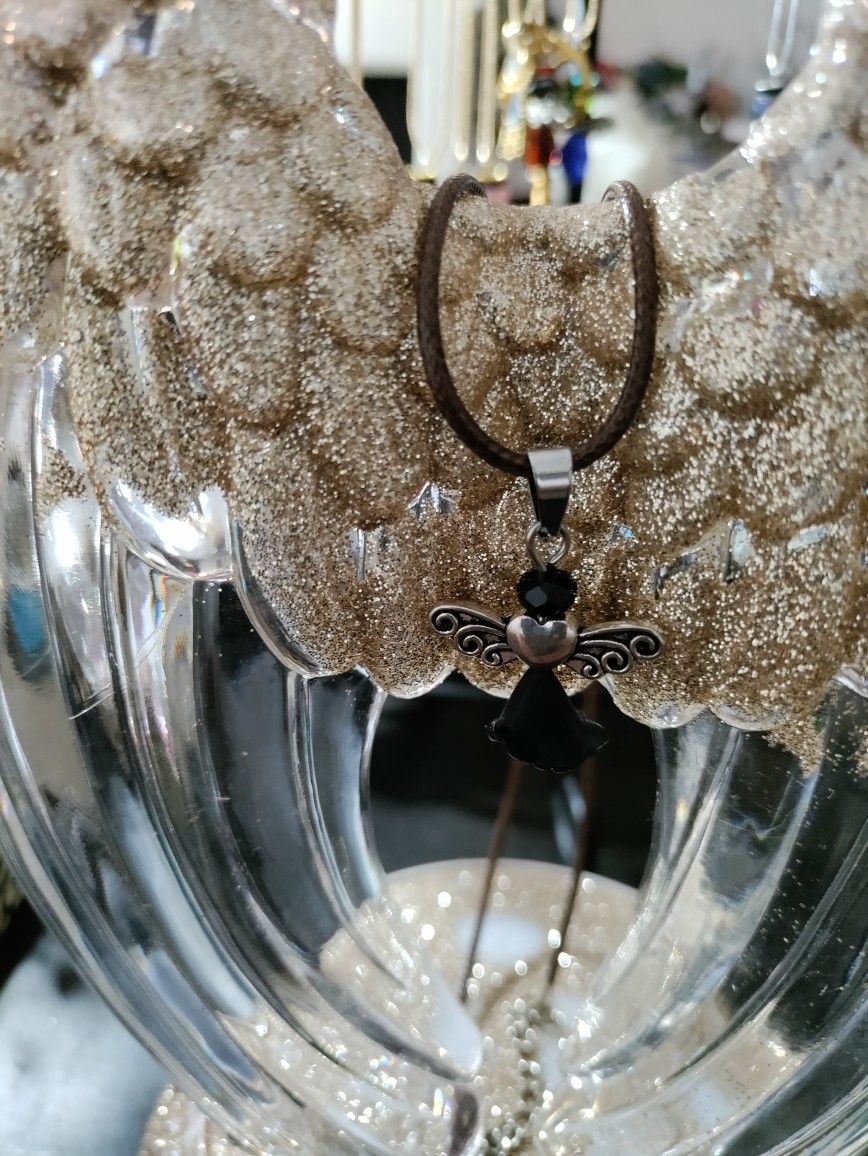 Black And Silver Angel Dancing Necklace