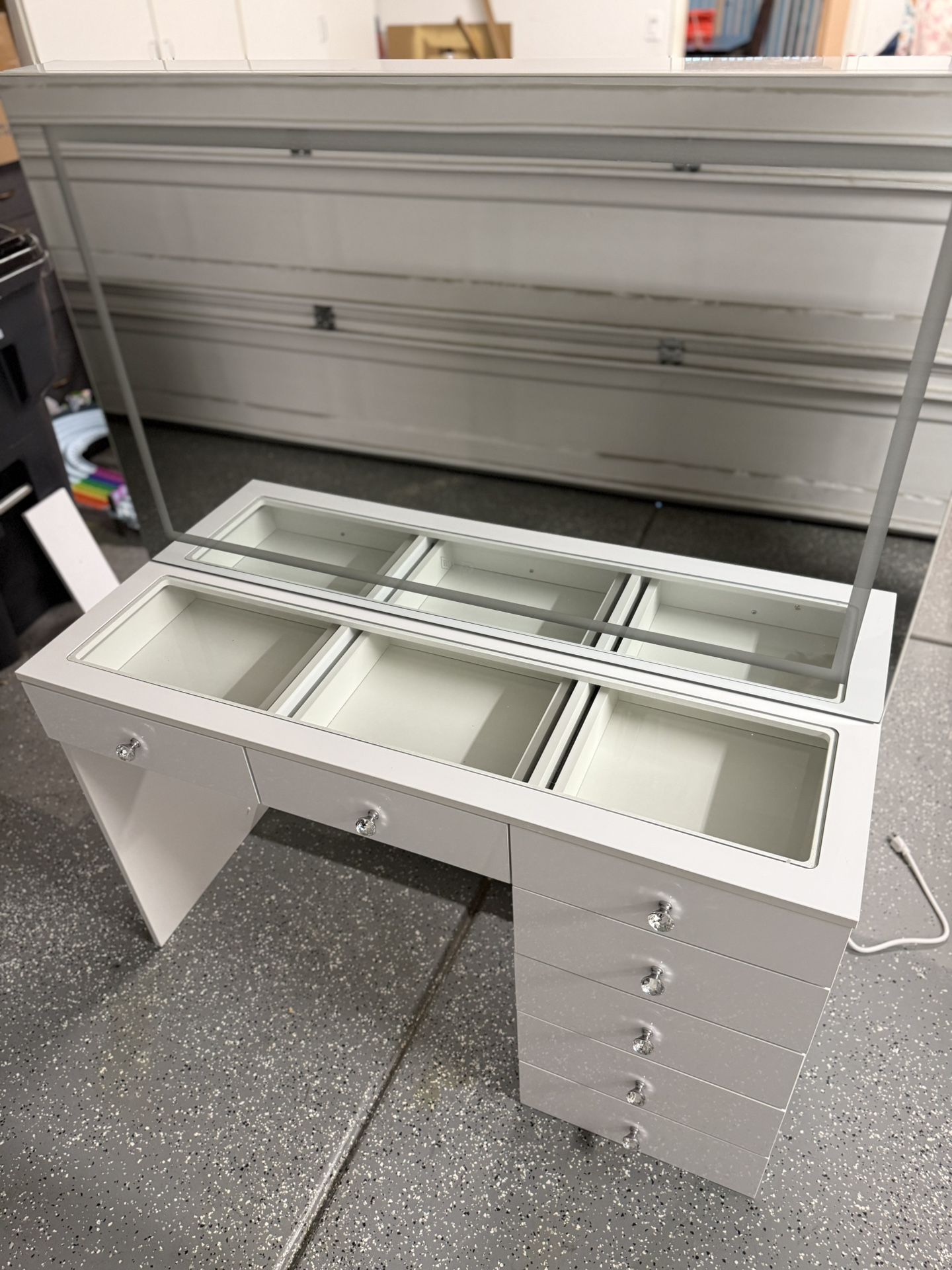 Makeup vanity with mirror