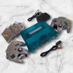 Nintendo 64 N64 Clear Blue Console Bundle