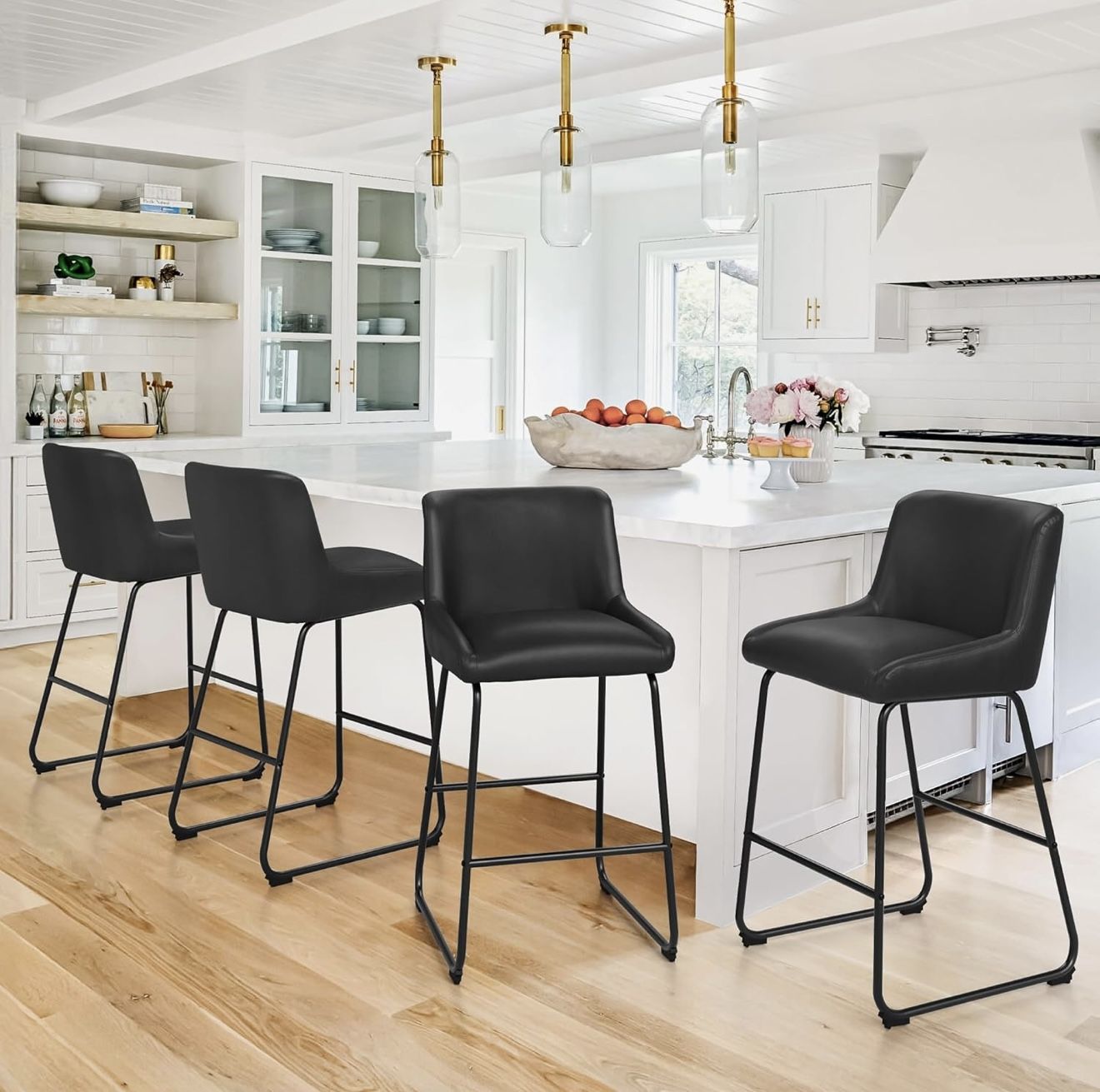 Comfortable Bar Chairs, Modern Counter Stools for Kitchen Counter Island. Black