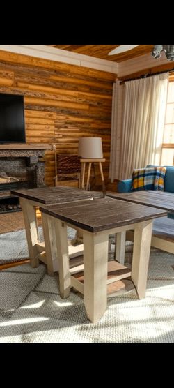 Farmhouse style wood side tables pair outlets