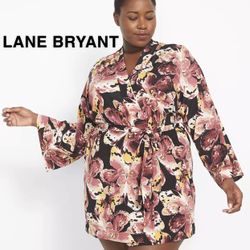 Lane Bryant Cacique Tropical Micro Robe