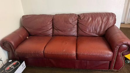 Red leather Couch SHOOT ME AN OFFER