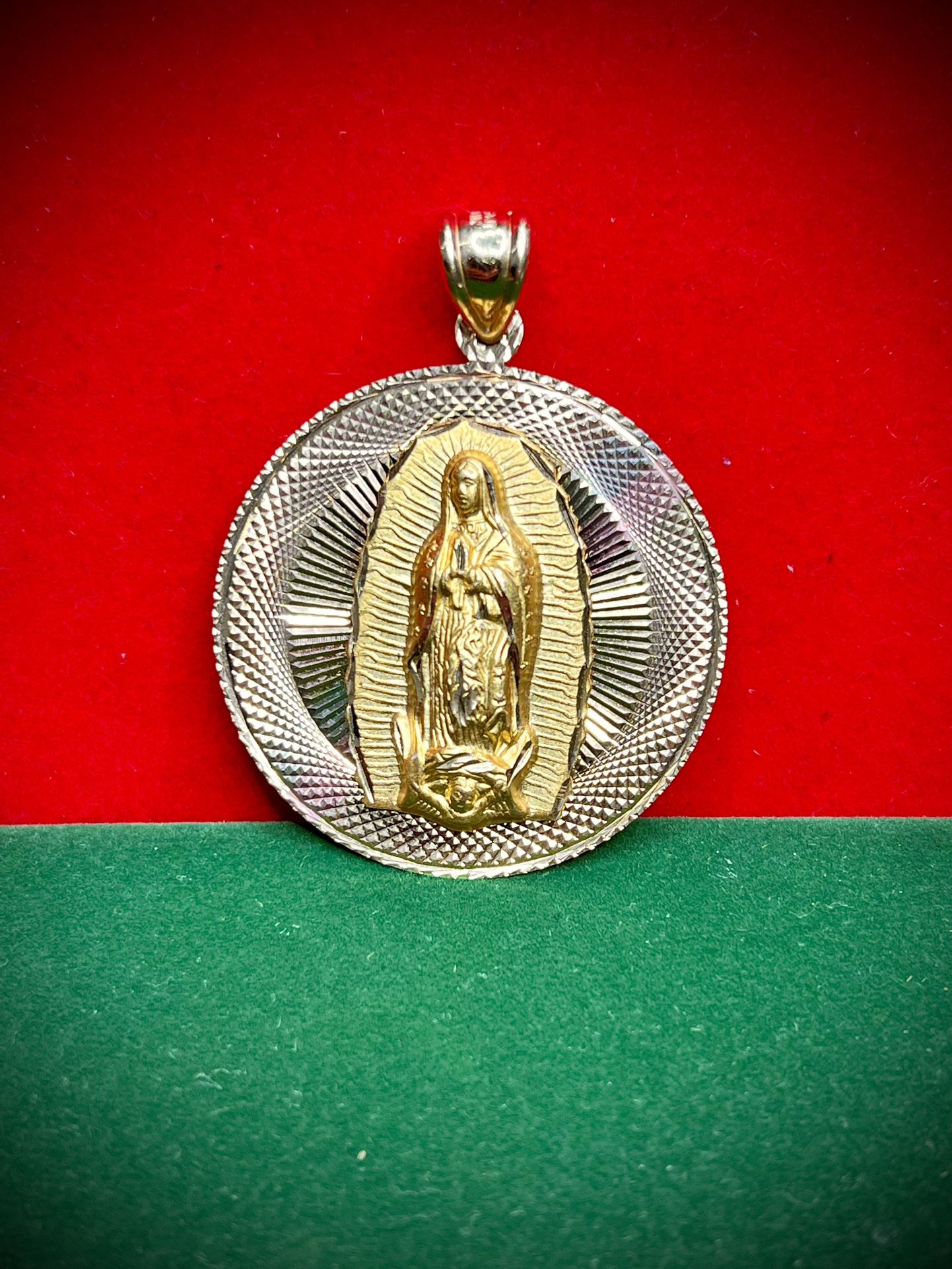 14K Gold Virgin Mary Pendant 