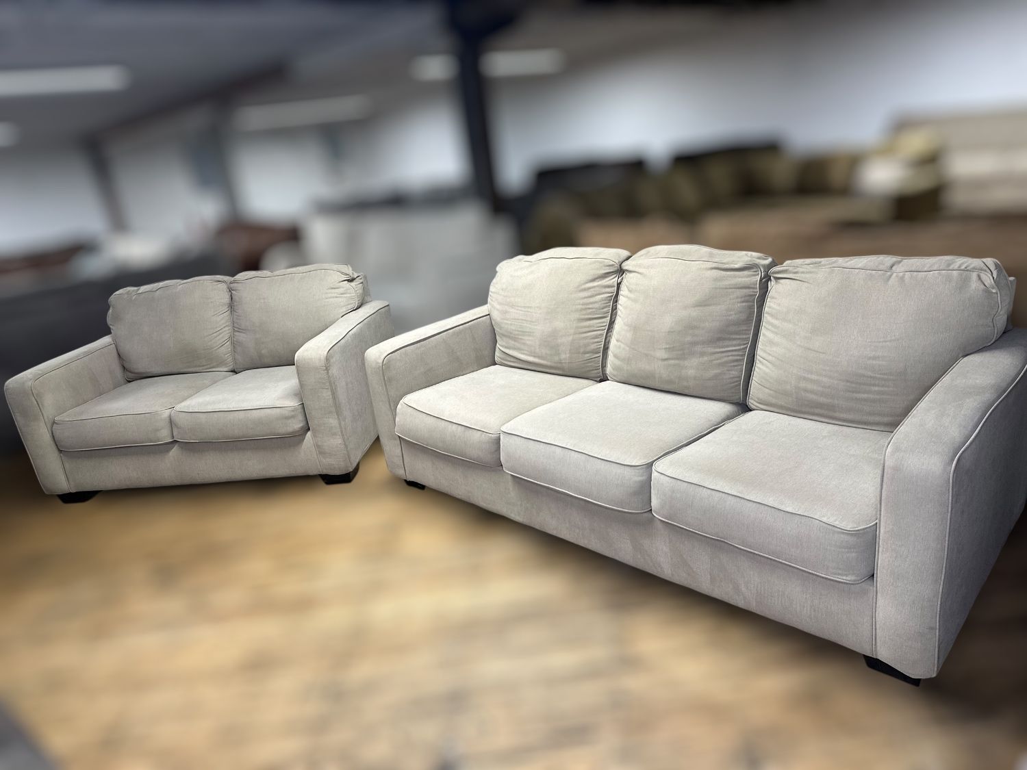 Free Delivery- Ashley beige loveseat +couch/sofa