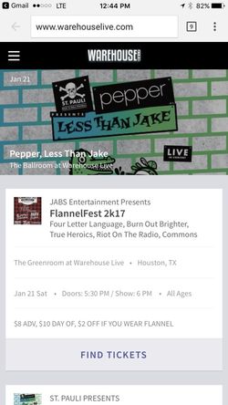 Concert Pepper Less Than Jake Tickets