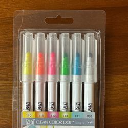 Kuretake Zig Clean Color Dot Highlight Single, 6 Mild Colors Set