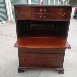 Early 1900's Mahogany Tall Chest w/Drop Down Desk - Made in NC!