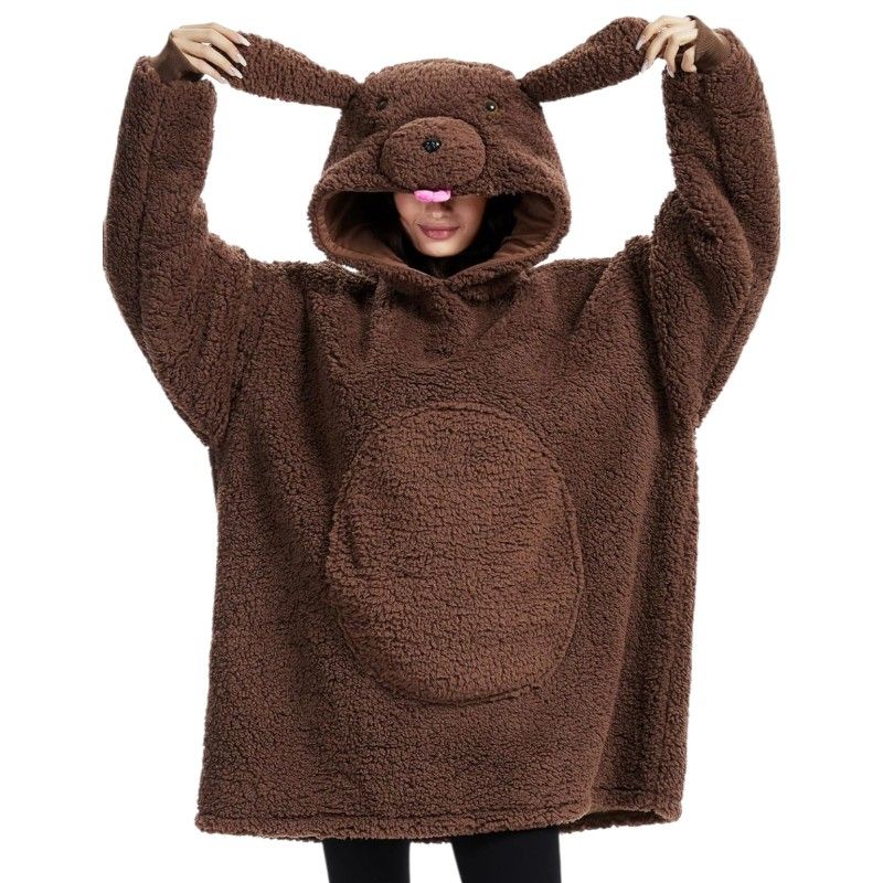 Wearable Blanket Hoodie Oversized Blanket for Adult Unisex Soft Comfort Warm OS