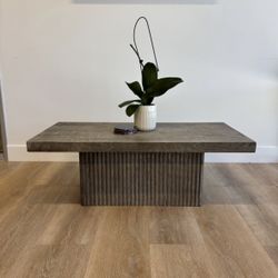 Restoration Hardware Reclaimed Oak Reeded Plinth Rectangular Coffee Table