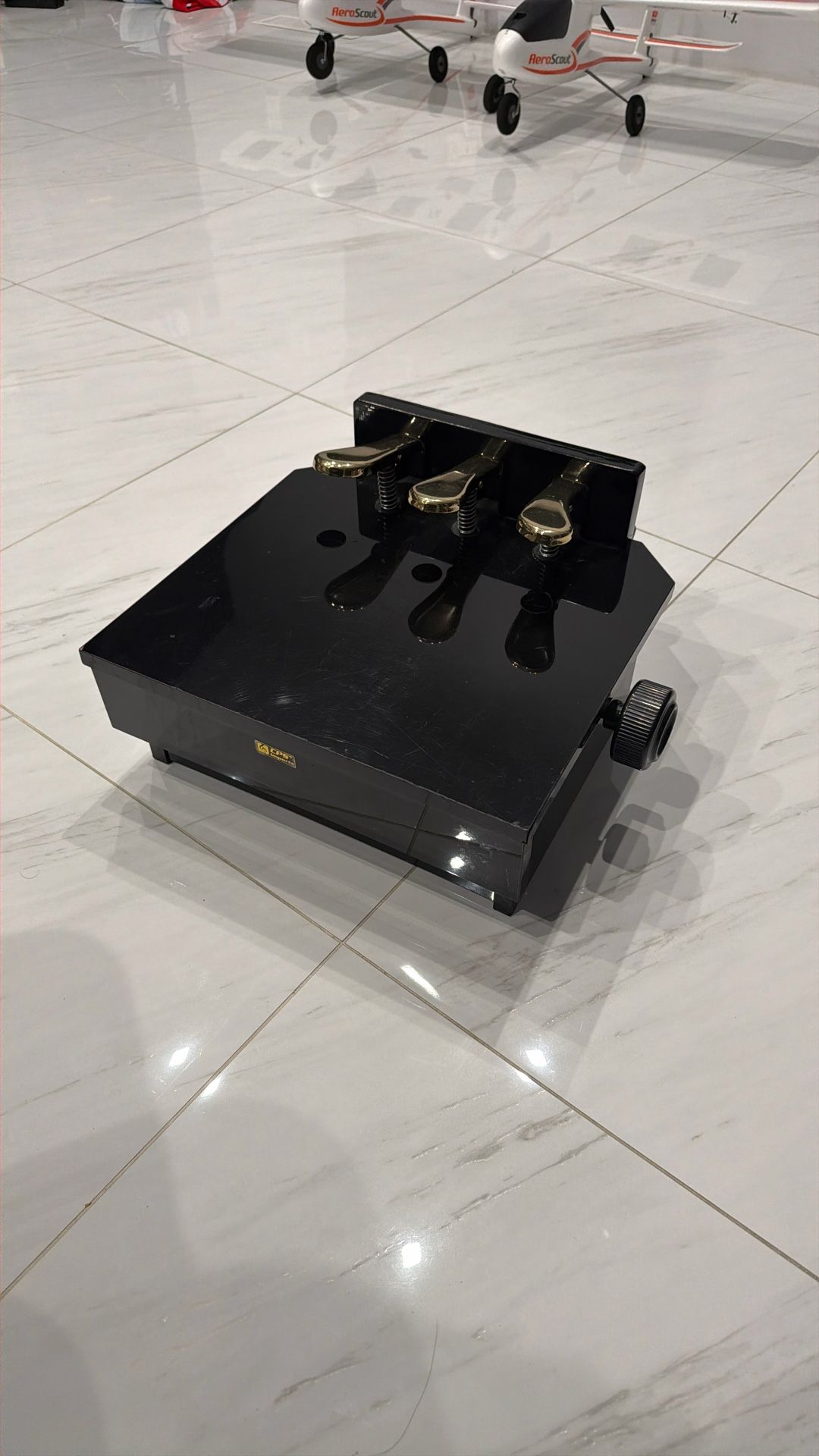 Wood Adjustable Piano Pedal Extender Bench in Ebony with 3 Pedals