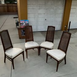 1960s Mid Century Modern Cane Dining Chairs - Set of 4