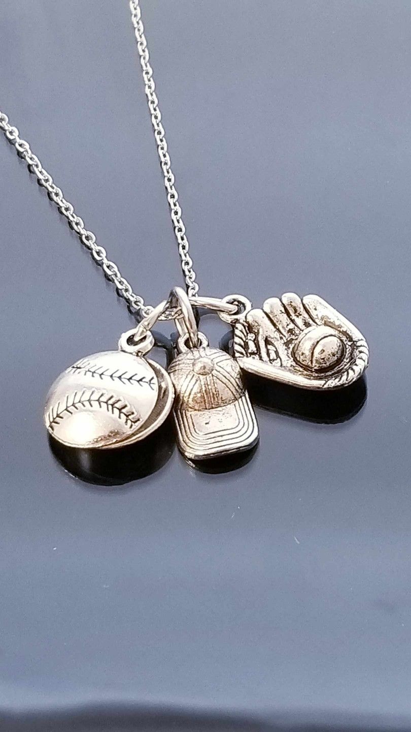 Baseball Mom ♥️ Necklace /Baseball Glove /Baseball Cap /27-in Necklace