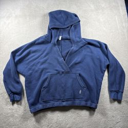 Free People Movement Surf Sesh Baja Sweatshirt Hoodie Size L Blue Oversized#3084