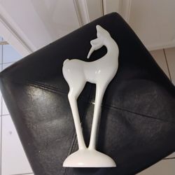 ROSELANE POTTERY DEER FIGURINE SIGNED WHITE 12.5"