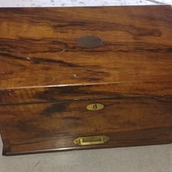 Antique Victorian era slant top burlwood portable writing desk $1200obo