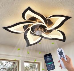 Ceiling Fan with Lights Remote Control, 24" Black, 6 Speeds 3 Light Color Low Profile Flush Mount Ceiling Fan for Kitchen Bedroom