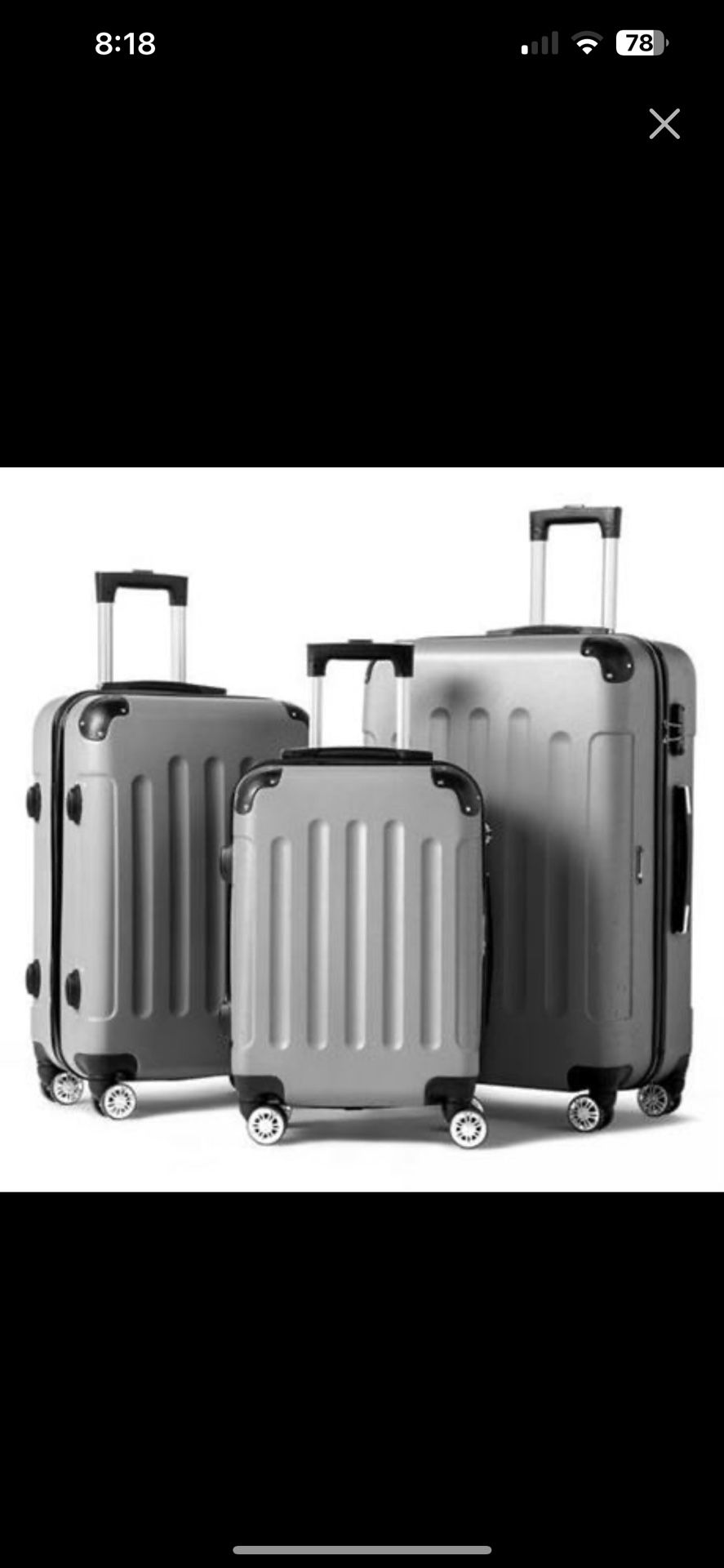 Hardside Lightweight Spinner Gray 3 Piece Luggage Set with TSA Lock