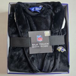 NFL Baltimore Ravens Silk Touch Bath Robe Black Men's Bathrobe L/XL New in Box