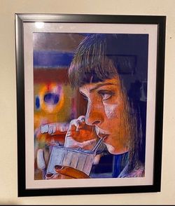 Custom Art Piece Of Mia Wallace From Pulp Fiction On Frame