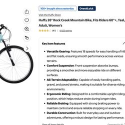 Huffy 26” Rock Creek Mountain Bike (Teal) – Like New