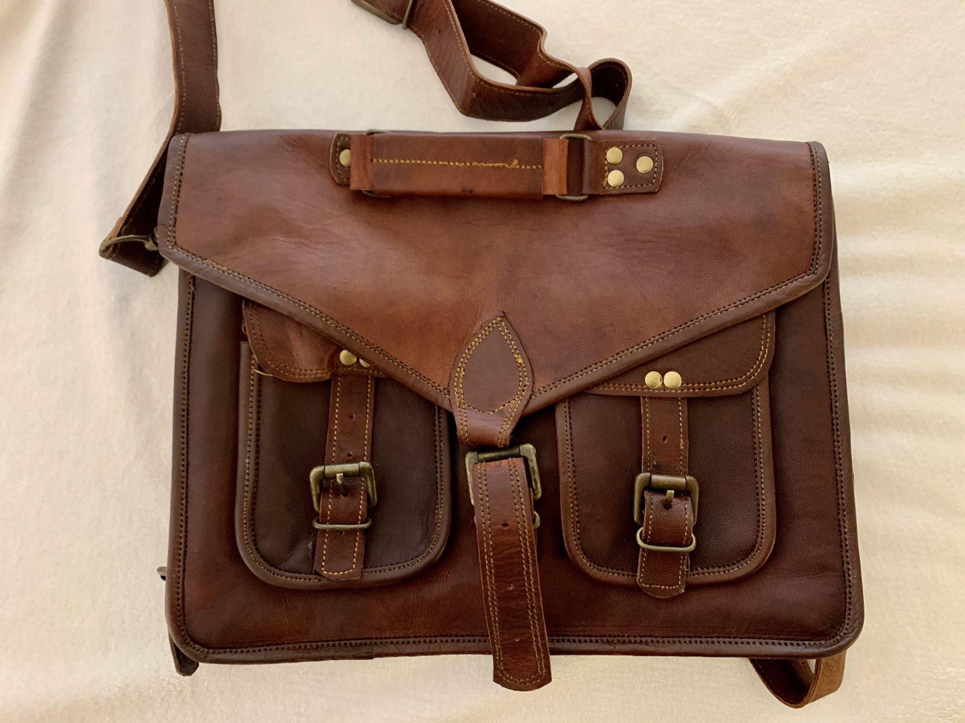 Custom made Vintage Leather Messenger Bag