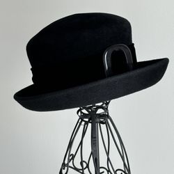 Burberry Black Velvet Kentucky Derby Bowler Hat