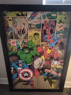 Marvel Spiderman Hulk Iron Man Captain America And Thor Poster (Used)