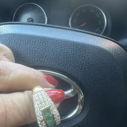 Emeralds And Diamond Ladies Ring