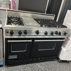 Viking Professional Black 48 Inch Gas Range W/ Double Oven Used