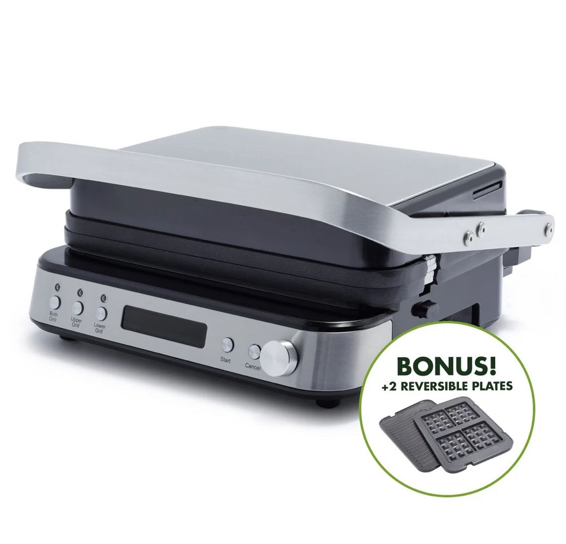 CERAMIC NONSTICK 3-IN-1 GRILL, GRIDDLE & WAFFLE MAKER | STAINLESS STEEL