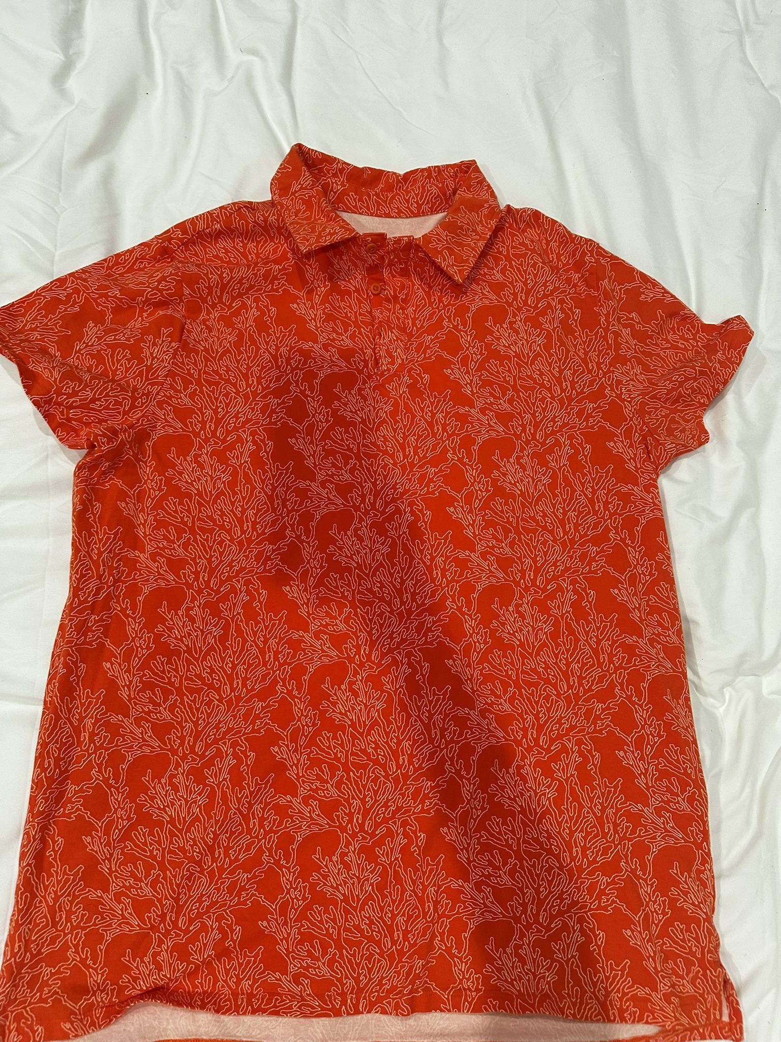 Bright Coral-Print Shirt – Size L-XL