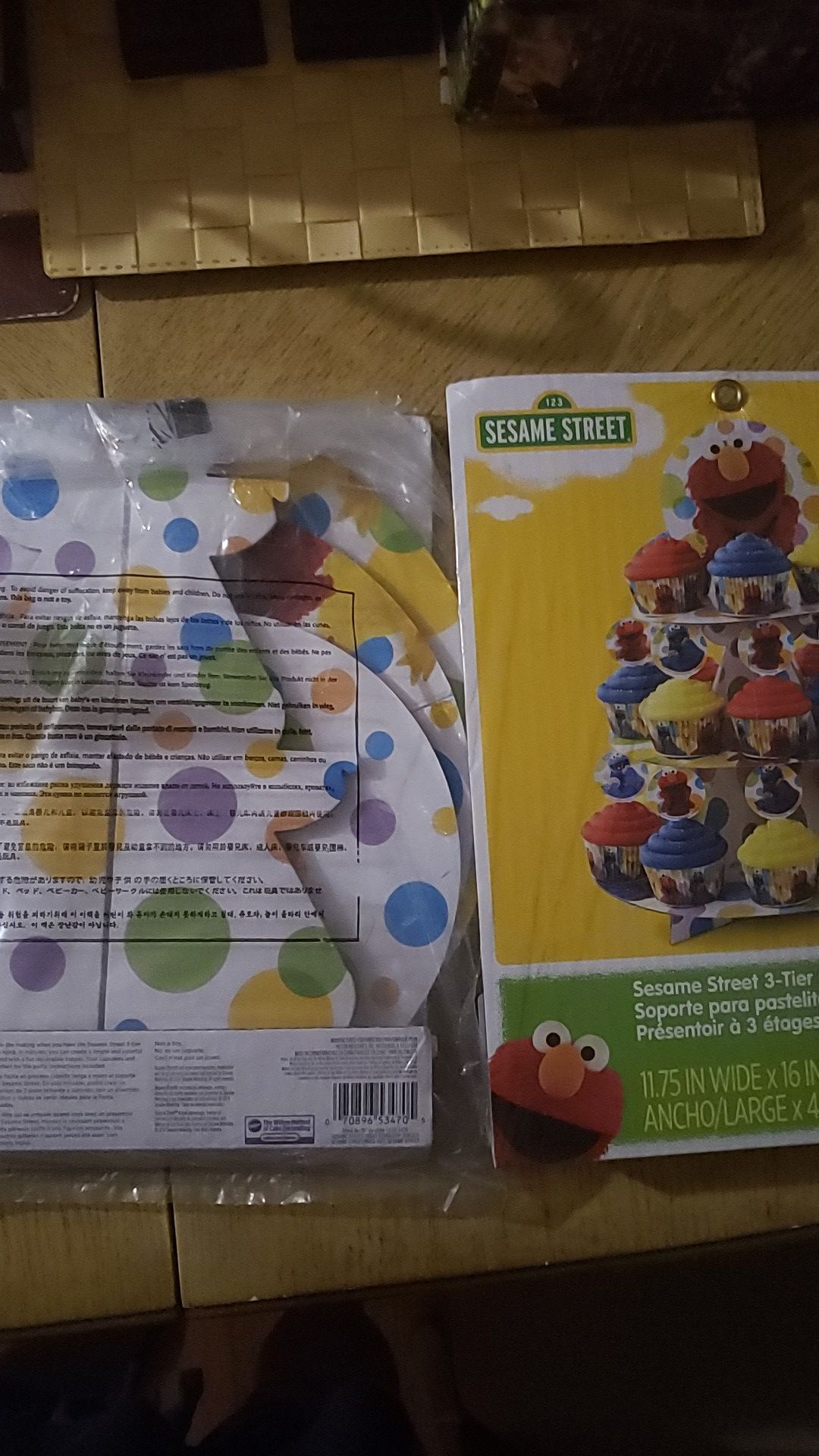 Sesame Street 3 tear cupcake stand 11.7 I 5" wide by 16 and a 1/2 inches high