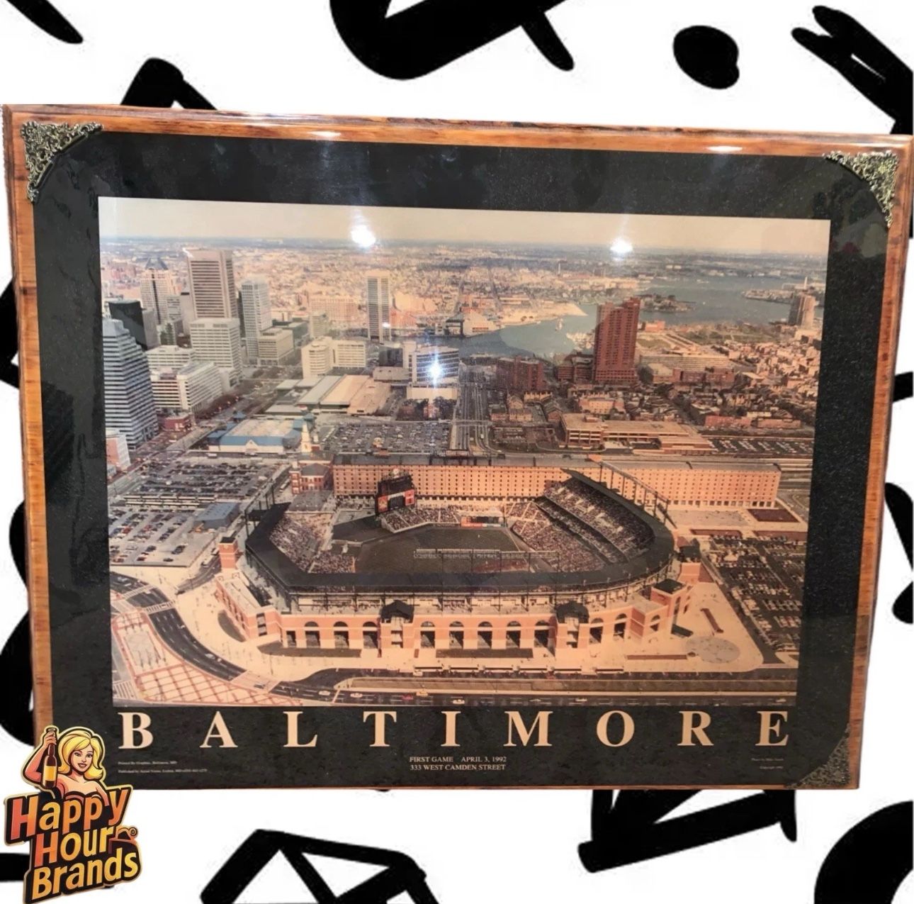 Baltimore Orioles Camden Yards First Game Wood Framed Hand Crafted Wall Art