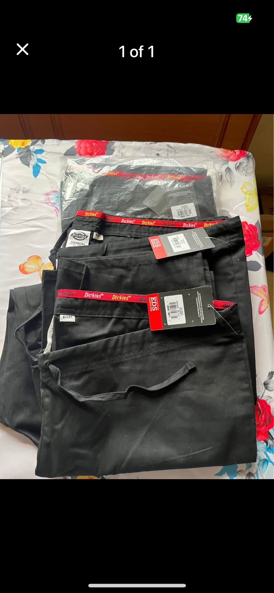 NWT 3 Pair Large Black Dickies Scrub Pants