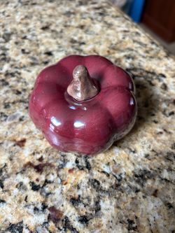 Burgundy Ceramic Pumpkin Figurine