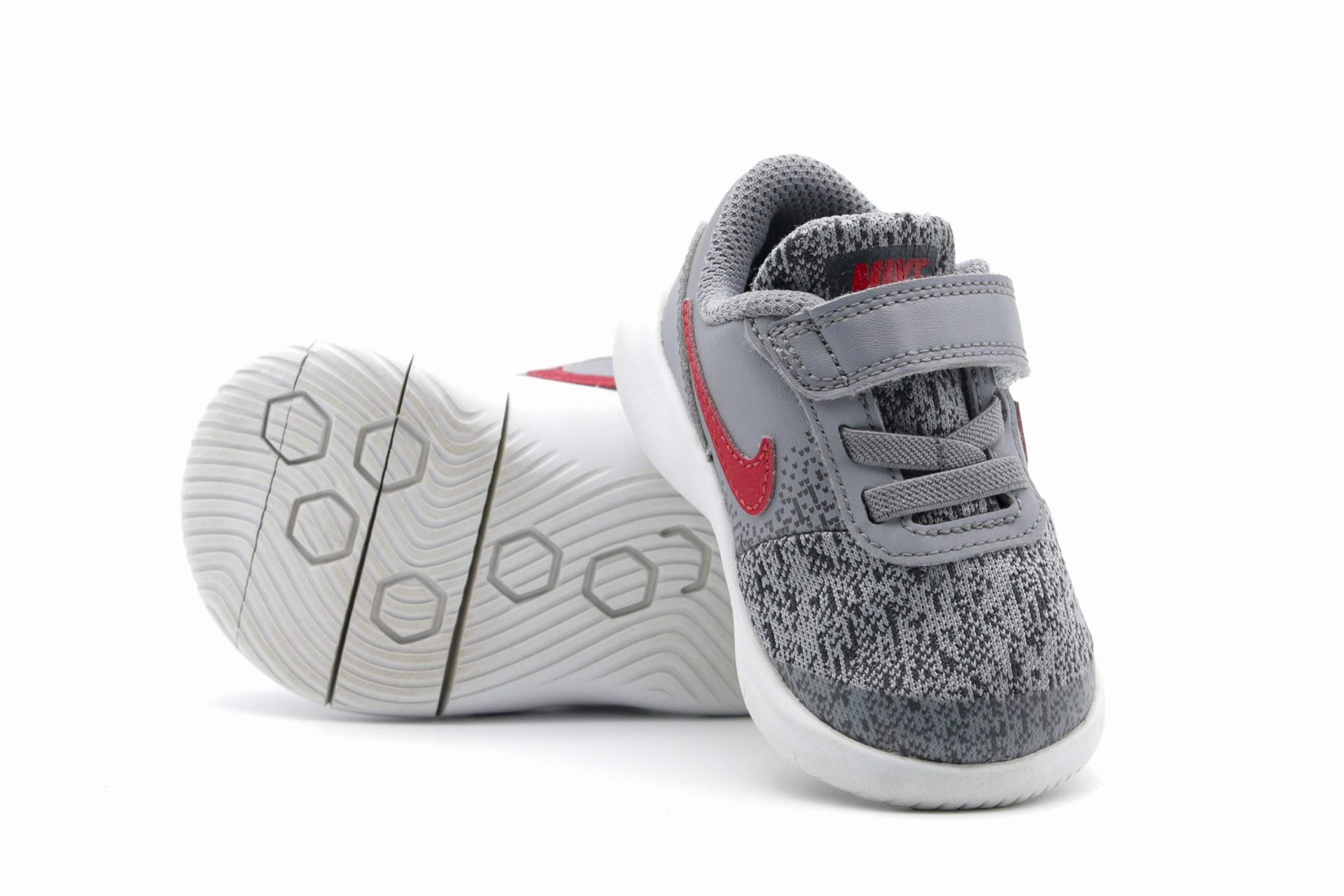 Nike Flex Contact Running Shoe - Grey/Crimson Baby Boy Sneakers - Size 4C