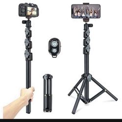 Selfie Stick & Tripod Integrated, Portable All-in-One Professional, Heavy Duty, Lightweight, Bluetooth Remote for Apple & Android Devices, Sepa