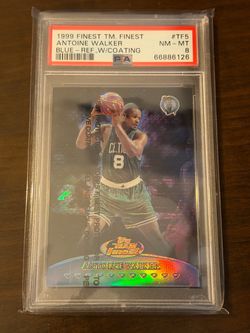 1999 Topps Finest Antoine Walker Blue Refractor w/coating PSA8