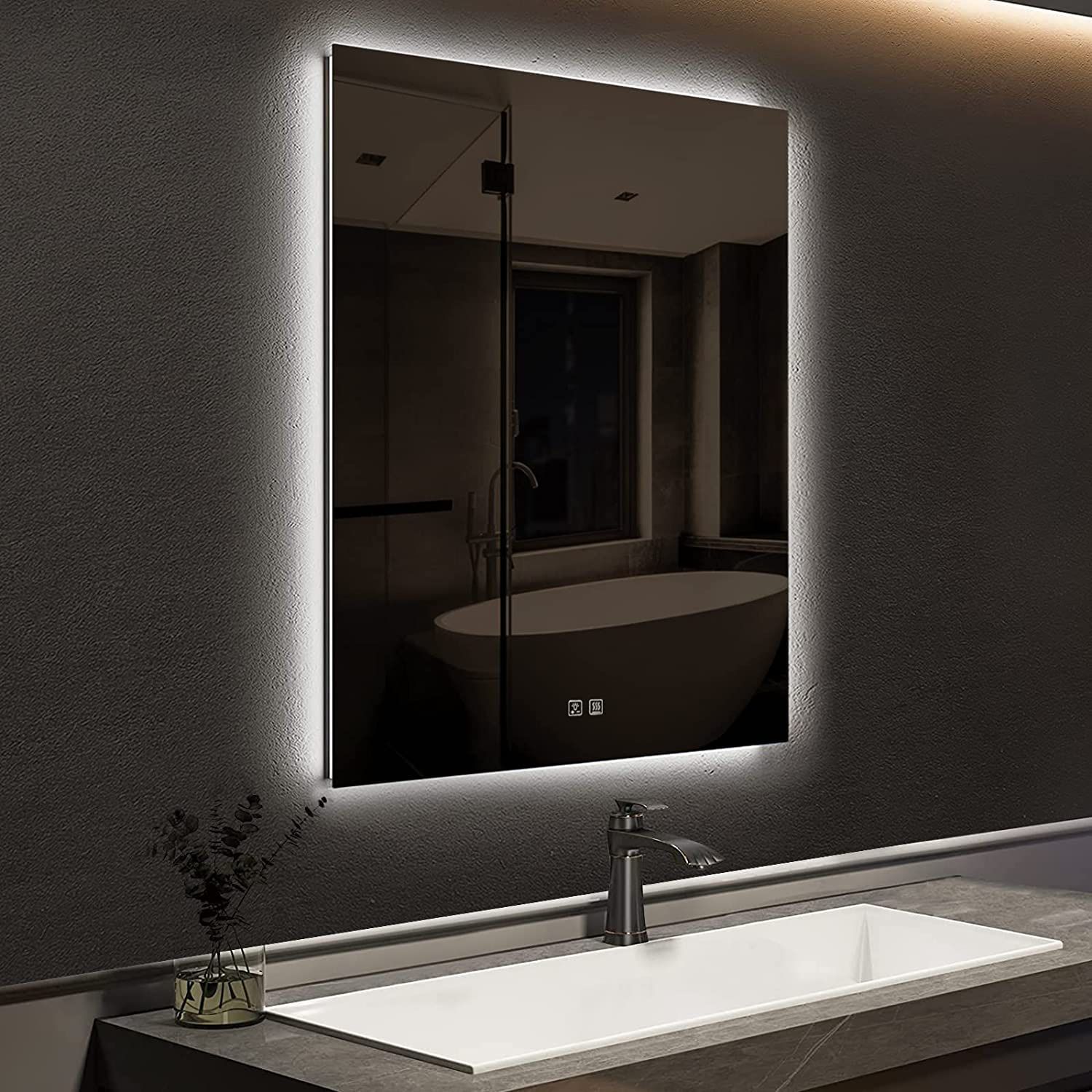 24x30 LED Bathroom Mirror, Dimmable, Wall-Mounted, Anti-Fog, Adjustable 3000-6000K, Horizontal/Vertical
