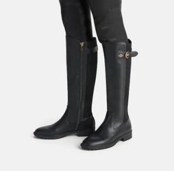 Coach Franklin Black Leather Riding Boots – Size 9, NWT
