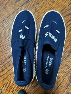 Navy Blue Canvas Slip-On Shoes Size 37