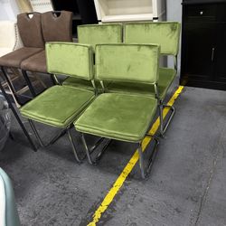 Set of 4 Velvet Dining Chairs,Mid Century Morden Dining Chairs, Minimalistic Style Kitchen & Dining Room Chairs, Upholstered Comfort Chairs with Chrom