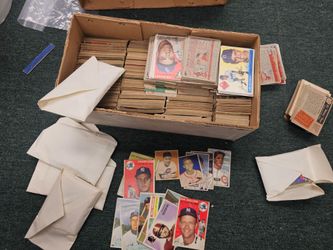 Box of baseball cards starting from the 1940s.