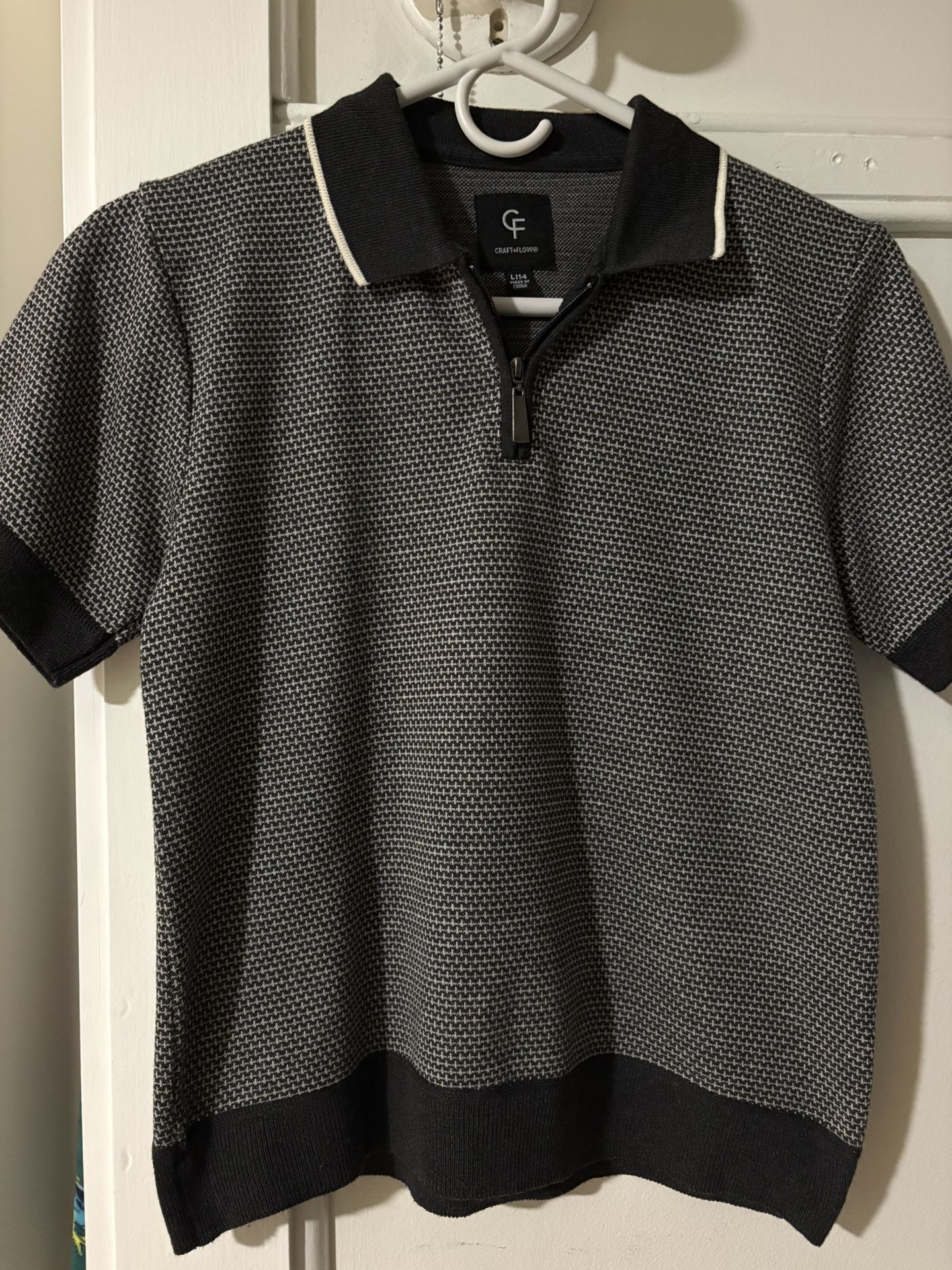 Boys Youth Large Quarter Zip Kint Polo