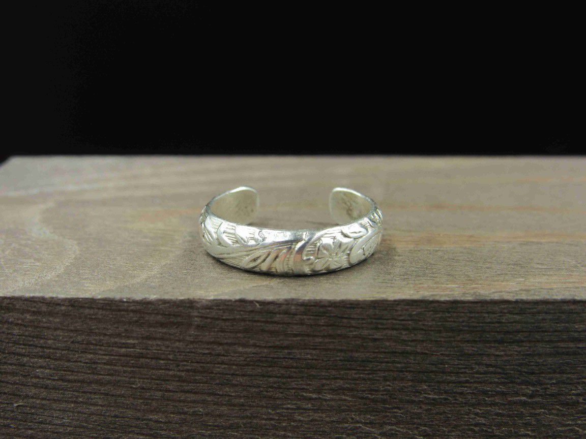 Size 3.5 Sterling Silver Simple Scrolled Toe Band Ring Vintage Statement Engagement Wedding Promise Anniversary Bridal Cocktail Friendship
