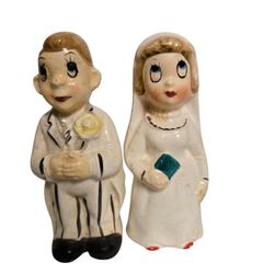 Vintage 1950s before and after wedding new baby salt and pepper shakers 