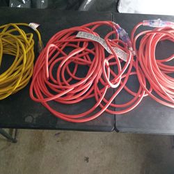 Heavy duty extension cords 6 are 50 ft and 1 is a 100 3 outlet