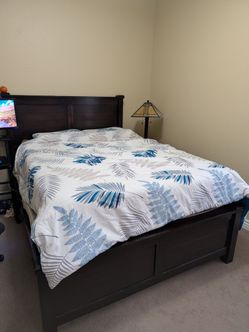 Queen Size Wood Platform Bed Frame - Dark Espresso Finish