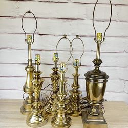 Vintage Gold Brass Lamp Lot Stiffel & Other 6pc